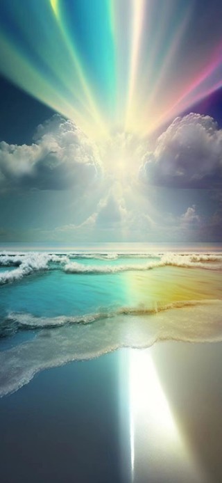 唯美光芒的海边