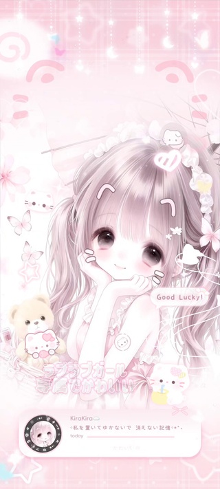 可爱治愈粉色二次元樱花元气少女