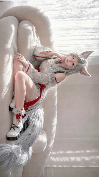 银发狐耳美少女治愈壁纸