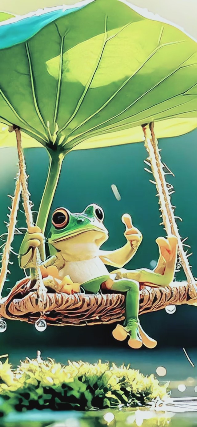 荡秋千的青蛙玩偶