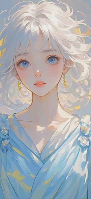 4K 蓝裙短发女孩