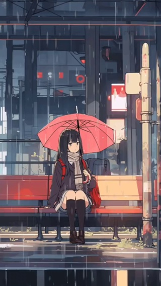 等车的雨天