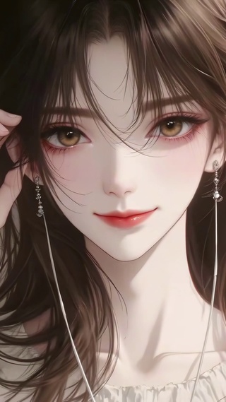 甜美耳机毛衣女孩