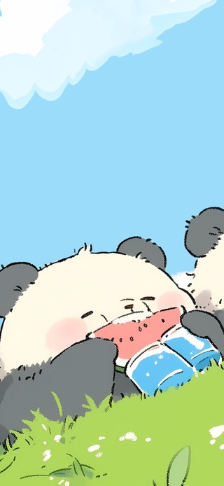 清凉夏日 可爱的熊猫