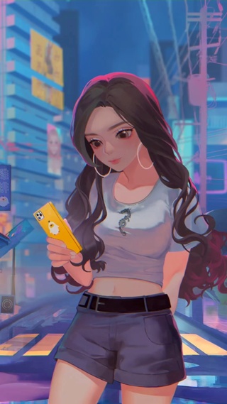 动漫手绘都市少女插画