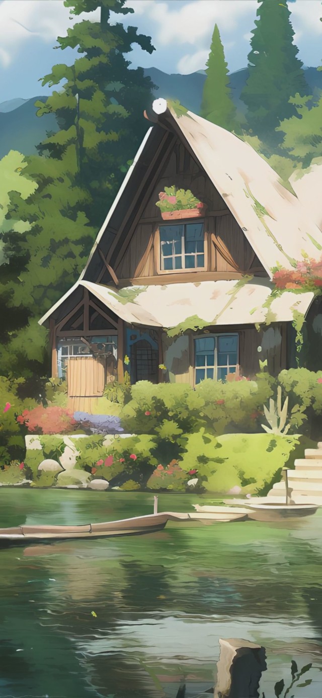 护眼蓝天白云花草树木