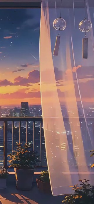 夜晚窗台