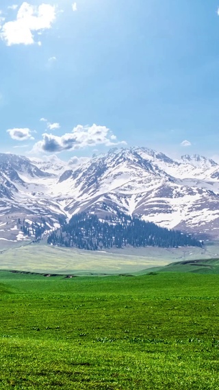 草原雪山