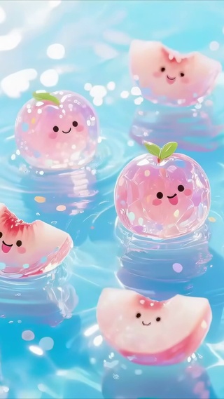 清凉漂浮水蜜桃