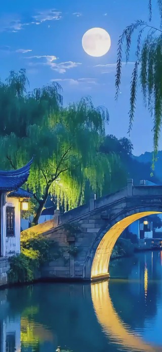 夜晚乡村古镇