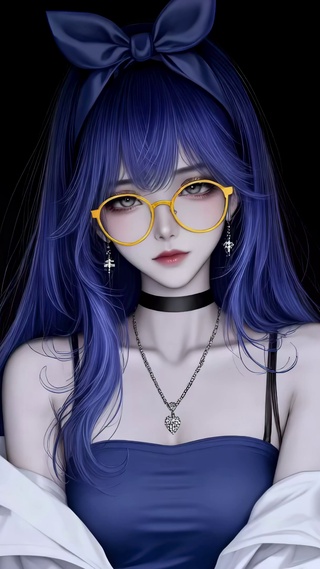 清纯蓝发少女