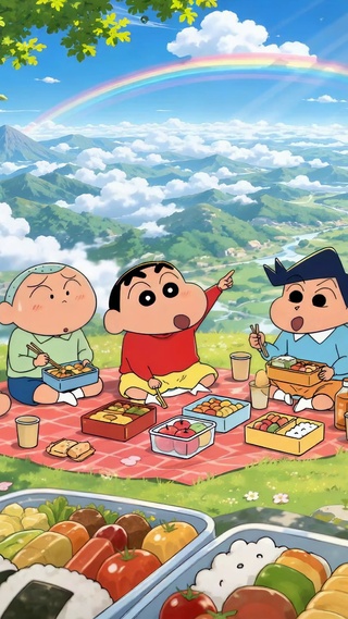 蜡笔小新春日野餐