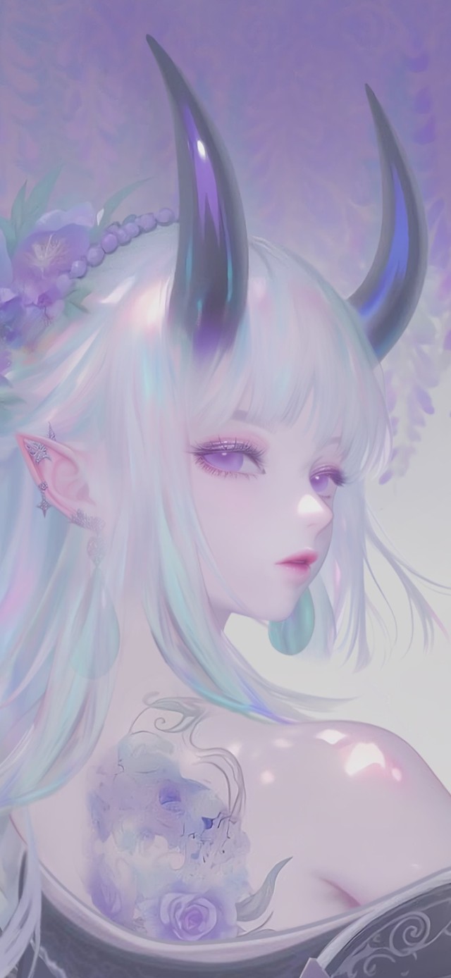 紫藤花下-唯美白发恶魔女孩