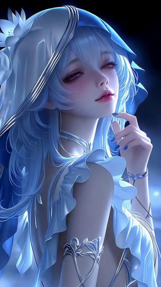 幽蓝花海银发美少女守岸人