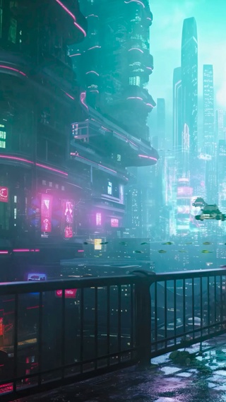 科幻未来赛博雨夜城市