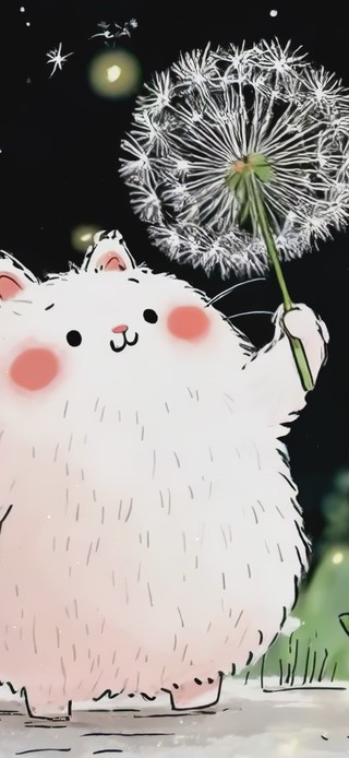 夜花园里的毛绒团子