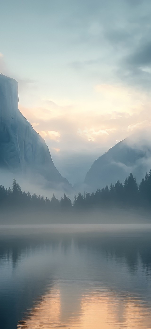 雾锁山湖，晨光初绽