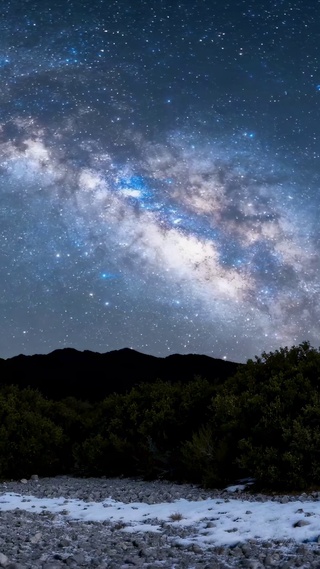 星空下的枯树绝美夜景