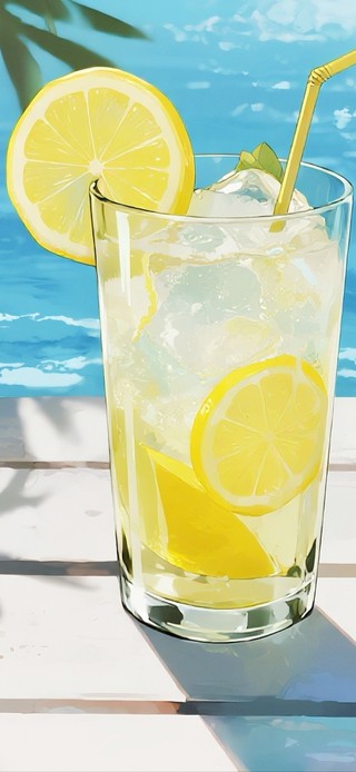 海边的冰镇柠檬水
