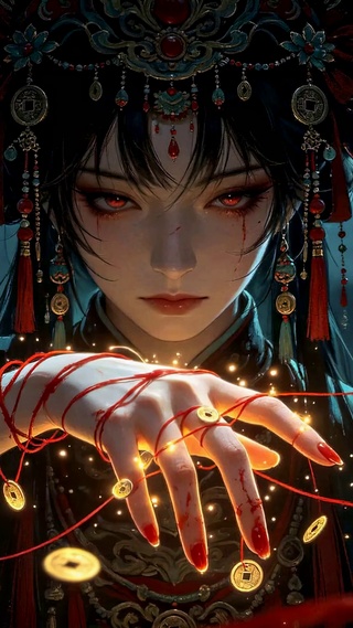 国风古风暗黑占卜神女