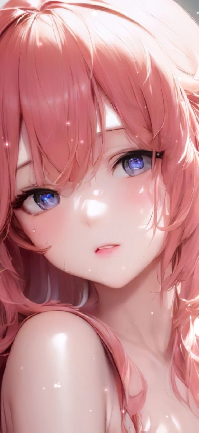 治愈粉色头发女孩