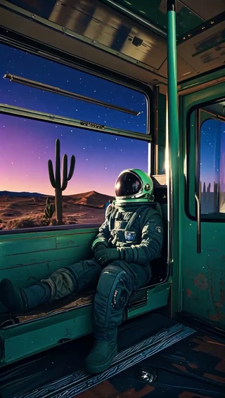宇宙星球公交车上的宇航员