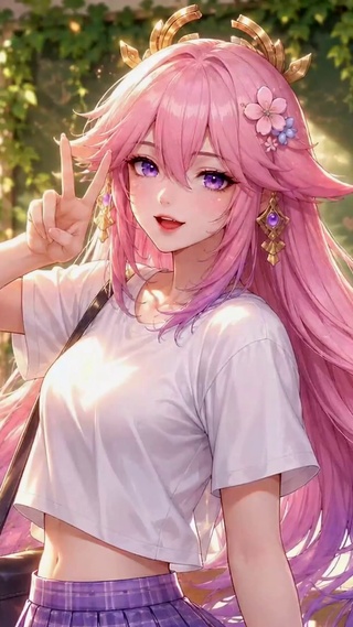毕业季粉发二次元美少女
