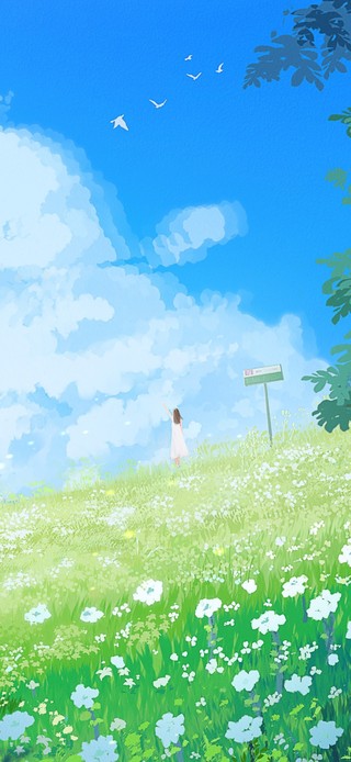 唯美治愈等公交的女孩