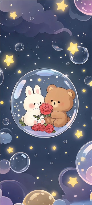 星夜泡泡里的萌趣浪漫