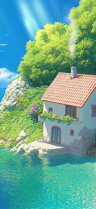 清凉海景岛屋蓝天