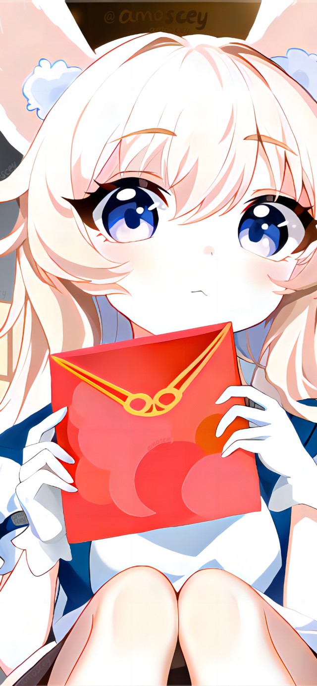 元气兔耳可爱少女新年红包-原创