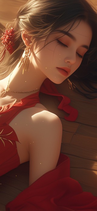 4K 红衣古风美女 4