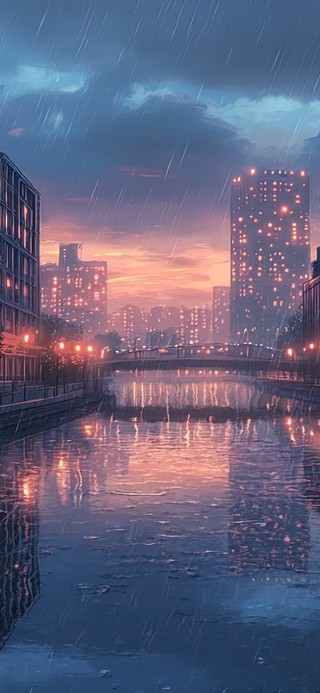 淅沥小雨城市街景