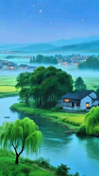 宁静乡村夜景4K