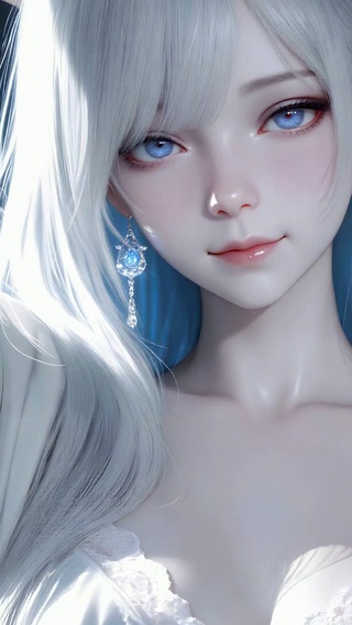 银发蓝眼清纯美女