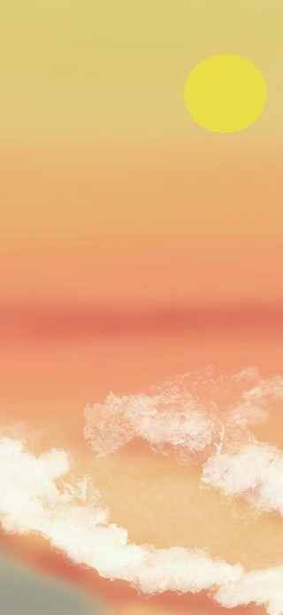 原创手绘橘色的海