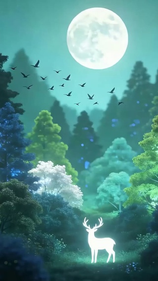 夜景树木