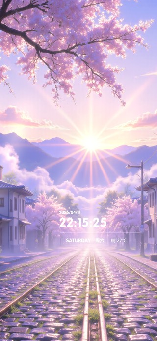 小巷樱花落轨间