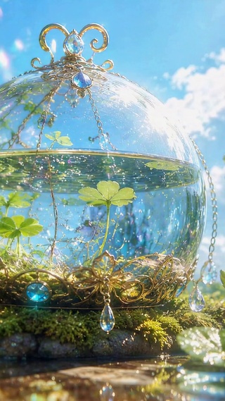 玻璃球中的治愈清新绿植风景