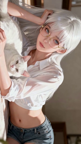 慵懒时光-白猫少女