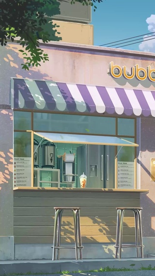 4K治愈动漫奶茶店