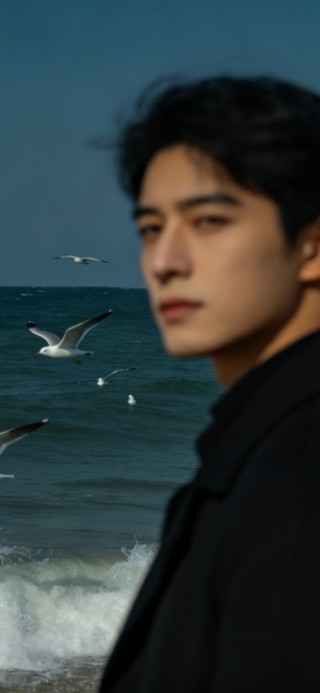 花漾壁纸海边少年剪影