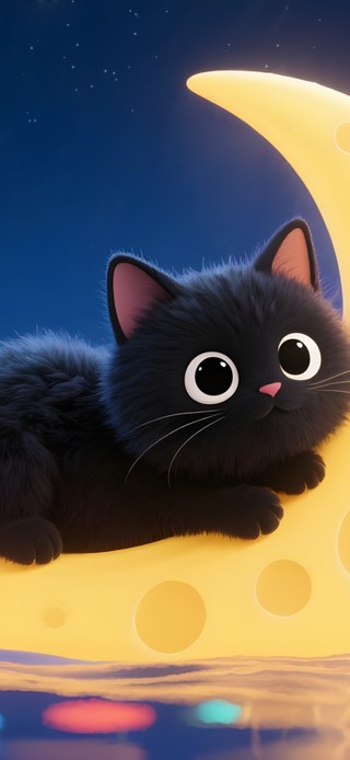 月亮小船上猫咪