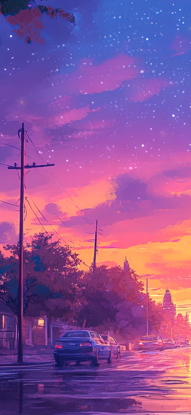 城市的唯美落日晚霞