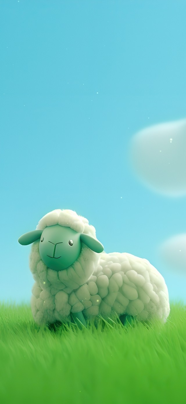 清新草地小绵羊