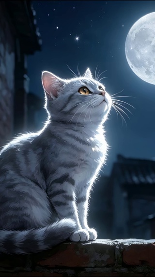 银猫望月
