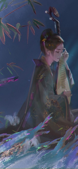 唯美月光下琵琶女
