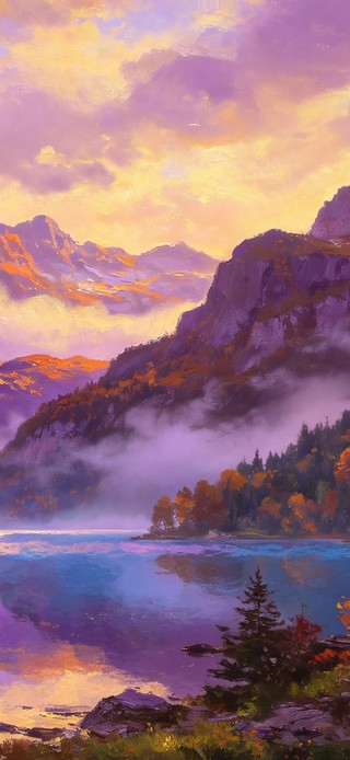 日照金山！紫色山河图