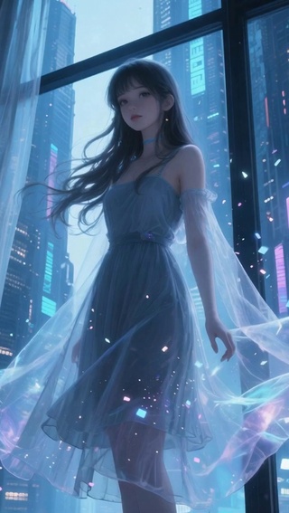 窗边落地窗美女