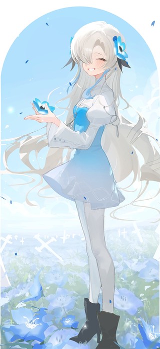 唯美蓝色樱花少女